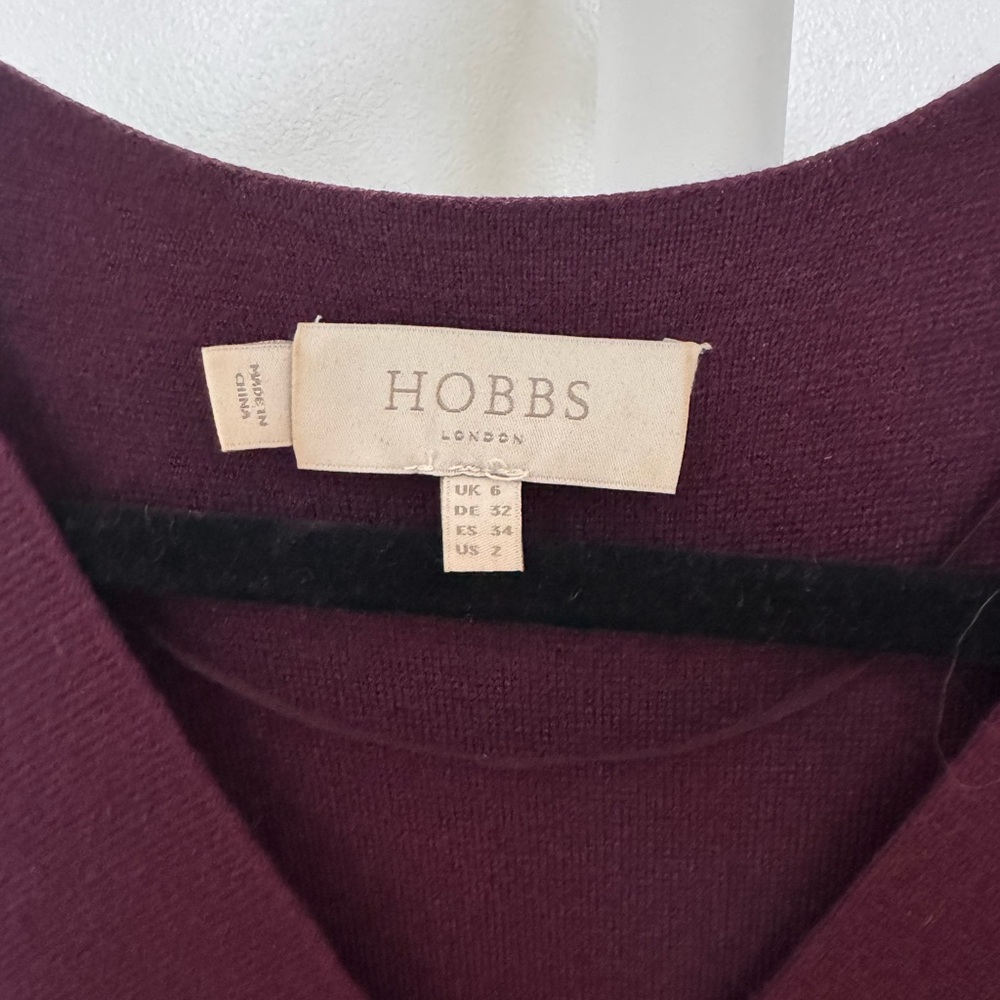 Hobbs London Plum Purple Wrap Dress Wool Blend Machine Washable Size US 2 - Picture 4 of 10